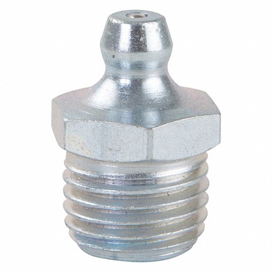 KVM Tools KV52NZ34 Grease Fitting Std Fitting, 1/4"-18 Thread Size, PTF, 7/8 in Overall Lg, 0° Head Angle, Steel PK5