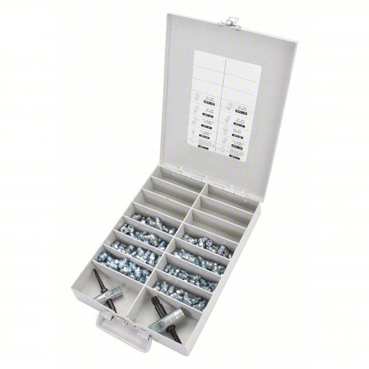 KVM Tools KV52PA23 Grease Fitting Kit 1/4" - 28/1/8" - 27 Thread Size, PTF/SAE - LT, Std Thread - KVM Tools Inc.KV52PA23