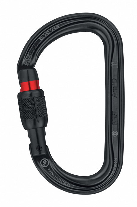 Petzl M34A SLN Am'D Screw-Lock Carabiner, 1 in Gate Opening, Aluminum, Fall Protection