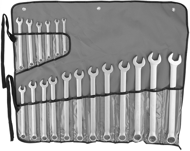 McMaster 5314A62 Polished Chrome-Plated Combination Wrench, with 12-Point Openings, 18-Piece Metric Set