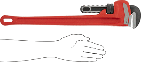 McMaster 5357A127 Pipe Wrench with Straight 3" Maximum Capacity Jaw, 24" Long, Red Painted Iron - KVM Tools Inc.KV5357A127