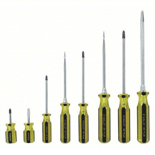 Stanley 66 - 158 - A Magnetized Tip Screwdriver Set 8 Pieces, Phillips/Slotted Tip, Molded Grip - KVM Tools Inc.KV53JT23