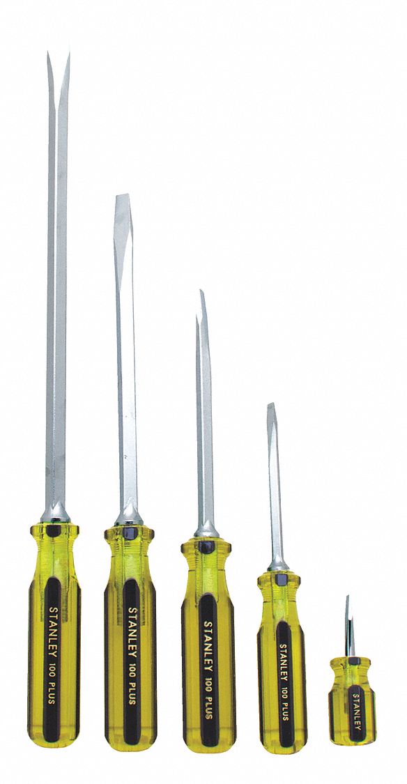 Stanley 66-150-A Magnetized Tip Screwdriver Set, 5 Pieces, Acetate Handle