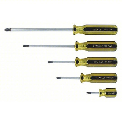 Stanley 66 - 156 - A Magnetized Tip Screwdriver Set 5 Pieces, Phillips Tip, #1/#2/#3/#4 Tip Size, Ergonomic Grip - KVM Tools Inc.KV53JT26
