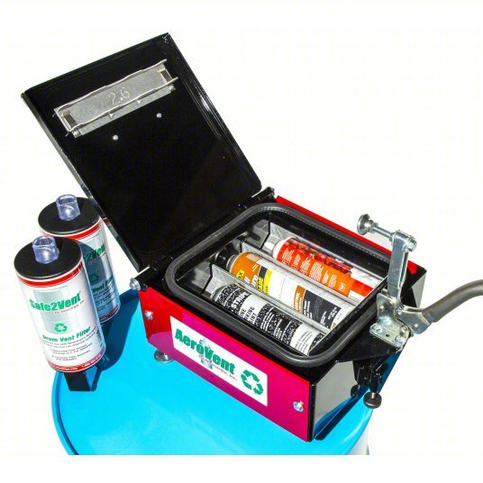 Newstripe 10004721 Aerosol Can Recycling System 3 Can Capacity, 96% Biodegradable Drum Vent Filter Features - KVM Tools Inc.KV53JT43