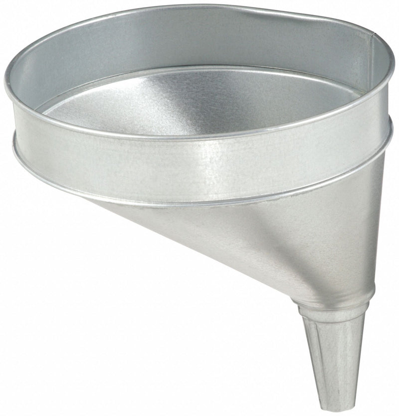 Funnel King 94465 Galvanized Offset Spout Funnel, Steel, 192 fl oz Fluid Capacity, 10 1/2 in Overall Dia, Silver