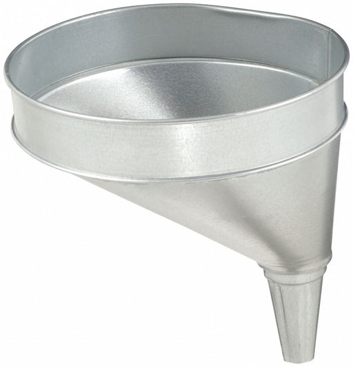 Funnel King 94465 Galvanized Offset Spout Funnel, Steel, 192 fl oz Fluid Capacity, 10 1/2 in Overall Dia, Silver