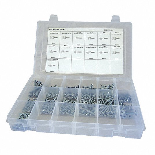 KVM Tools CPS1YY41GR Self - Drilling Screw Assortment Flat/Pan, Zinc - Plated, Steel, Phillips, 340 Pieces, 13 Sizes - KVM Tools Inc.KV53WR22