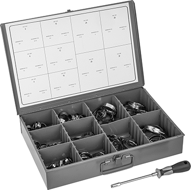 McMaster 54265K17 Worm - Drive Smooth - Band Clamp Assortment for Soft Hose and Tube, 316 Stainless Steel, 70 Pieces - KVM Tools Inc.KV54265K17