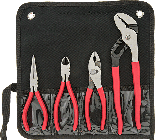 McMaster 5451A1 Red High - Visibility Pliers Set 4 Pieces - KVM Tools Inc.KV5451A1