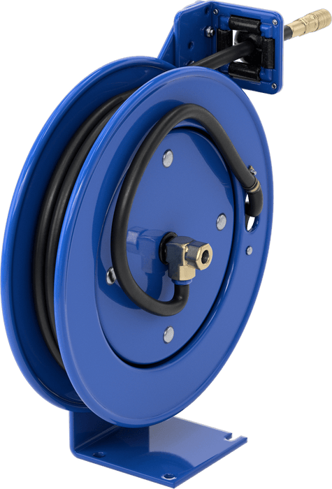 McMaster 5476K112 Air Hose Reel, Black, with Brass 1/4 Quick-Disconnect Socket x 3/8 NPT Fittings, 35 Feet Long