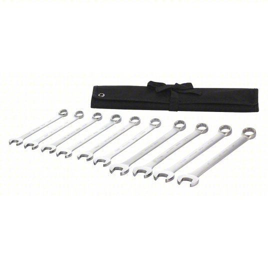KVM Tools KV54DG02 Combination Wrench Set Alloy Steel, Satin, 10 Tools, 1 5/16 in to 2 in Range of Head Sizes - KVM Tools Inc.KV54DG02