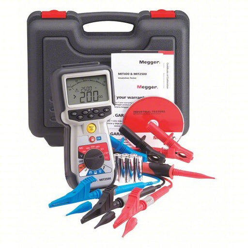 Megger MIT2500 Insulation Tester 10 gigohm to 200 gigohm, CAT IV 600V, Battery, Digital, LCD, 2 Digits - KVM Tools Inc.KV54JH70