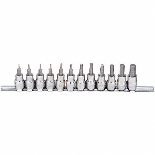 KVM Tools KV54TM25 Socket Bit Set 1 - 25 Pieces, 3/8 in Drive Size, 12 Pieces, 1 27/32 in Overall Lg, SAE - KVM Tools Inc.KV54TM25