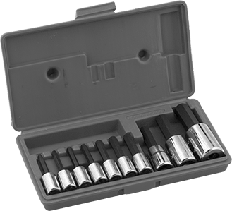 McMaster 55595A49 Hex Bit Socket Set 3/8" and 1/2" Square Drive, 10 Pieces, Inches - KVM Tools Inc.KV55595A49