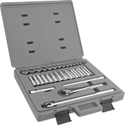 McMaster 5573A15 1/2" Square Drive Socket Set with Drive Tools, 12 - Point, 30 Pieces - KVM Tools Inc.KV5573A15