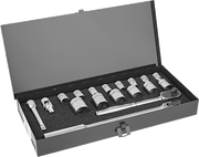 McMaster 5573A18 1/2" Square Drive Socket Set 6 - Point, 18 Pieces - KVM Tools Inc.KV5573A18