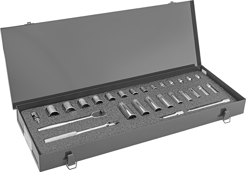McMaster 7874N112 12 - Point Socket Set with Drive Tools, 3/4" Square Drive, 30 Pieces - KVM Tools Inc.KV7874N112