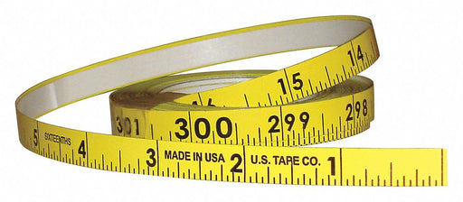 U.S. Tape 58502 Adhesive Backed Tape Measure, SAE, 25 ft, Yellow