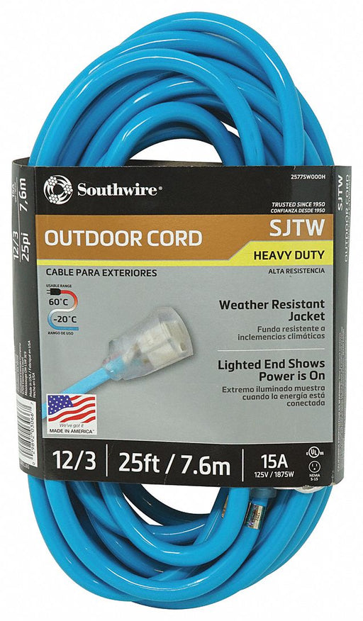 Southwire 2577SW000H SJTW Extension Cord, 25 ft, 12/3