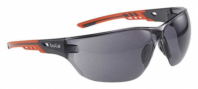 Bolle Safety NESSPPSF NESS+ Safety Glasses, Gray Lens, Frameless Wraparound, Platinum Coating, Gray/Orange Frame, ANSI Z87+