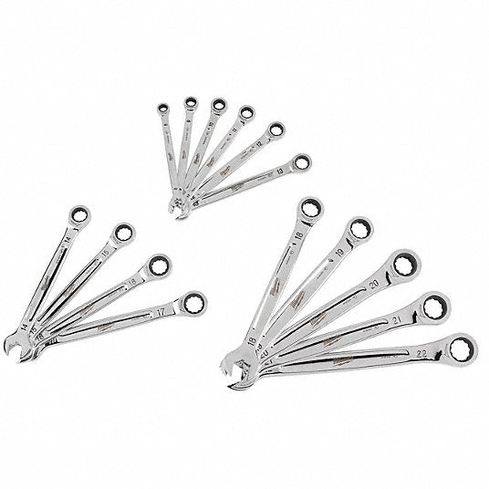 Milwaukee 48-22-9516 Combination Wrench Set Alloy Steel, Chrome, 15 Tools, 8 mm to 22 mm Range of Head Sizes