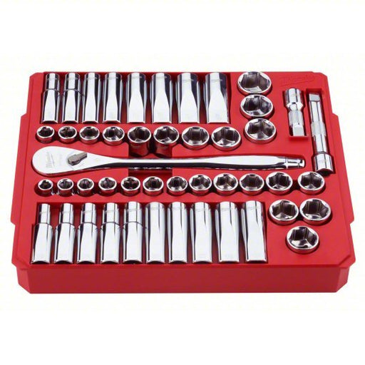 Milwaukee 48 - 22 - 9010 47pc 1/2" Drive Metric & SAE Ratchet and Socket Set - KVM Tools Inc.KV55KM74