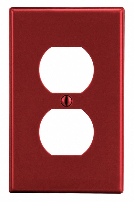 Hubbell P8R Duplex Receptacle Wall Plate, 1-Gang, Plastic, Satin Finish, Red