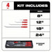 Milwaukee 48 - 22 - 9214 Pry Bar Set Wedge End, 8,12,18,24 in Overall Lg, 1/2 in,3/4 in,1 1/4 in Bar Wd, 4 Pieces - KVM Tools Inc.KV55MN31
