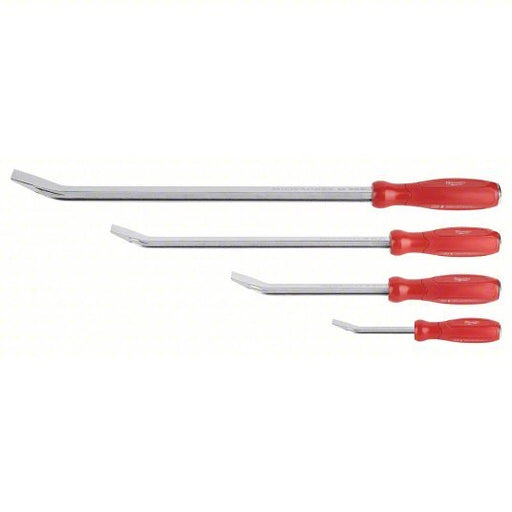 Milwaukee 48 - 22 - 9214 Pry Bar Set Wedge End, 8,12,18,24 in Overall Lg, 1/2 in,3/4 in,1 1/4 in Bar Wd, 4 Pieces - KVM Tools Inc.KV55MN31