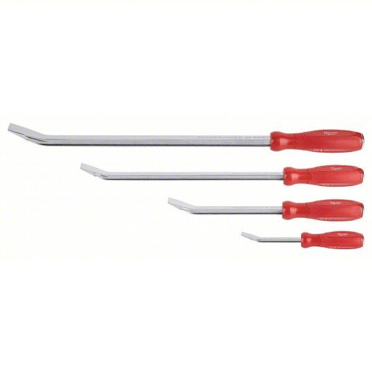 Milwaukee 48 - 22 - 9214 Pry Bar Set Wedge End, 8,12,18,24 in Overall Lg, 1/2 in,3/4 in,1 1/4 in Bar Wd, 4 Pieces - KVM Tools Inc.KV55MN31