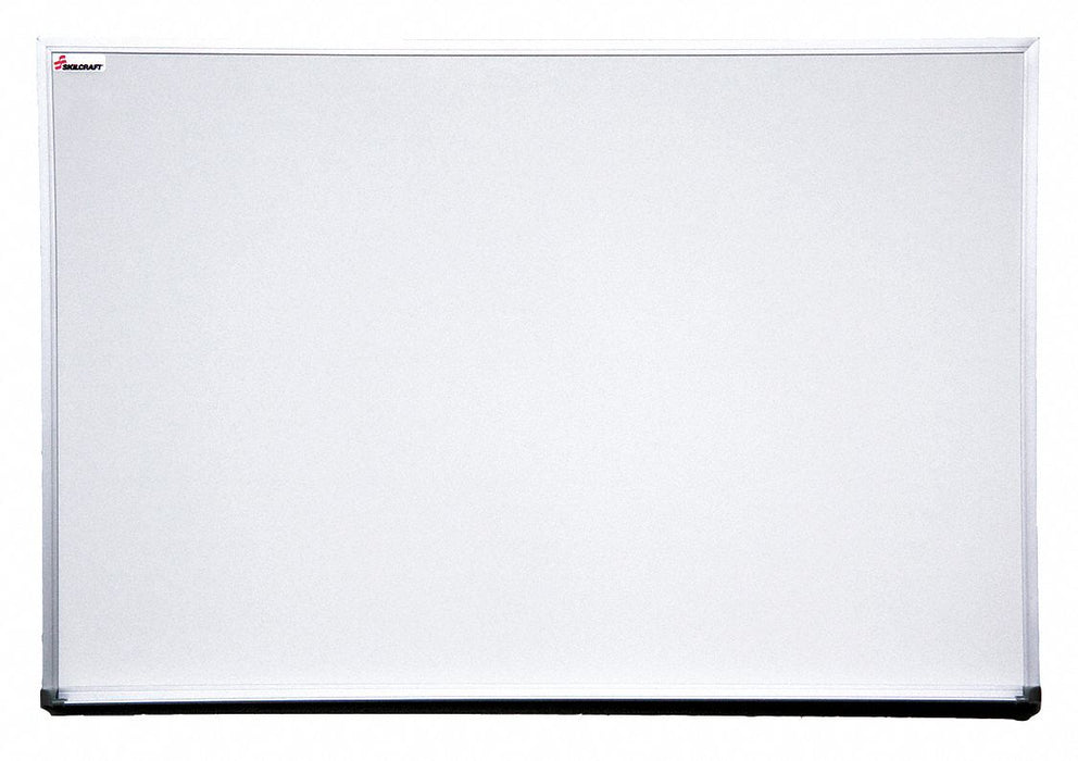 Skilcraft 7110-01-484-1756 Dry Erase Board, Melamine, Framed, Aluminum Frame, 36 in W x 24 in H, White