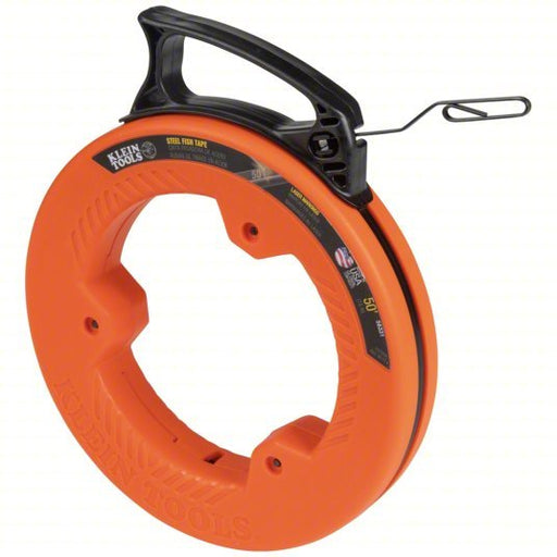 Klein 56331 Steel Fish Tape 50 ft Lg, Flat Tape Shape, Formed Hook End Style, 7 in Case Dia - KVM Tools Inc.KV806FF7