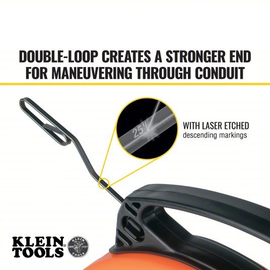 Klein 56331 Steel Fish Tape 50 ft Lg, Flat Tape Shape, Formed Hook End Style, 7 in Case Dia - KVM Tools Inc.KV806FF7