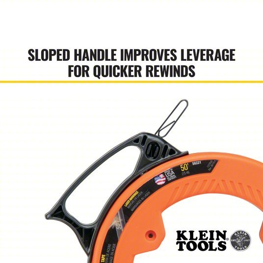 Klein 56331 Steel Fish Tape 50 ft Lg, Flat Tape Shape, Formed Hook End Style, 7 in Case Dia - KVM Tools Inc.KV806FF7