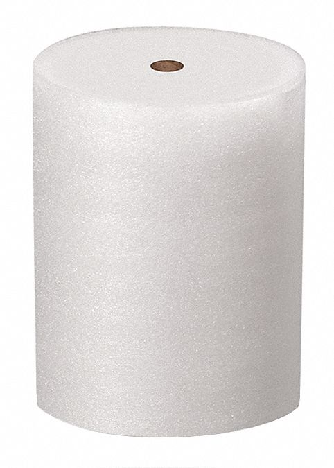 KV56KZ27 Packing Foam Roll, 3/32 in Thk, 48 in Wd, 750 ft Lg, White, Perforated