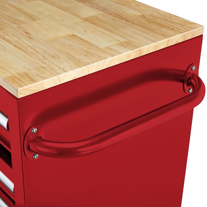 KVM Tools Yukon KV57805 46 in. 9 Drawer Mobile Storage Cabinet with Solid Wood Top, Red - KVM Tools Inc.KV57805