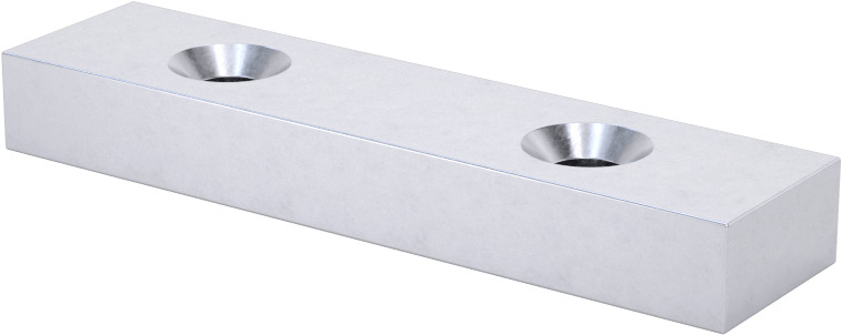 McMaster 5862K939 Nickel-Plated Neodymium Magnet, N45, 1/4" Thick × 1/2" Wide × 2" Long, 28 lb Pull, 2 Countersunk Holes