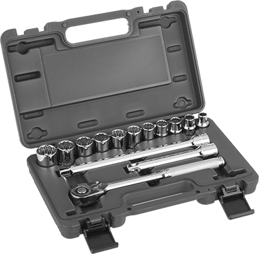 McMaster 5880A25 Economy 12 - Point Socket Set, 1/2" Square Drive, 14 Pieces - KVM Tools Inc.KV5880A25