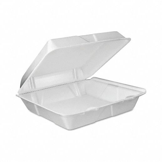 Dart 90HTPF1VR Performer Hinged-Lid Foam Carry-Out Food Container, 9 oz, White, 9 x 9-3/8 x 3 in, 200/PK