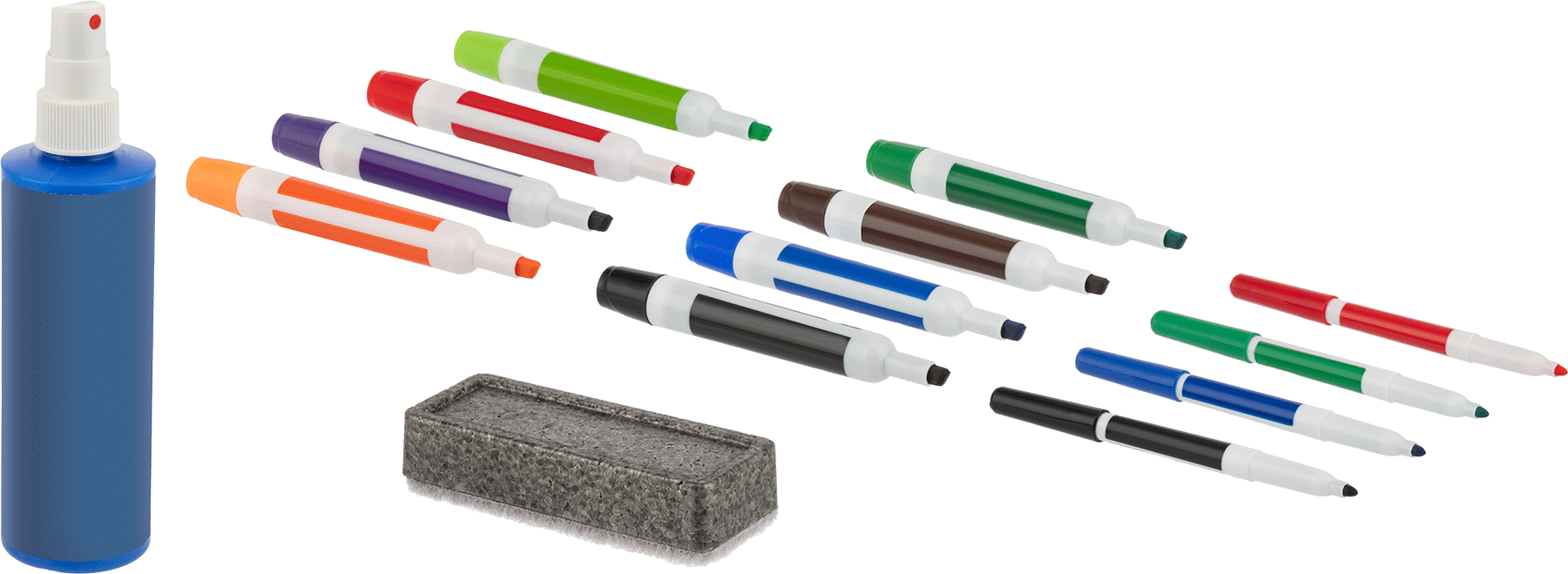 McMaster 5929T95 Dry Erase Marker Kit, 12 Markers + Eraser + Cleaner