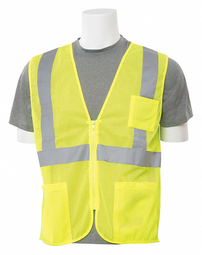 Deltaplus USA WEL61649HLXL Safety Vest, Economy, Hi-Viz, Lime, XL, ANSI Class 2, XL, Lime, Mesh Polyester, Zipper