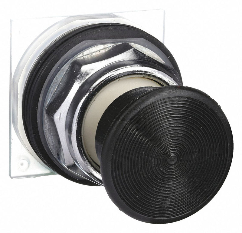 Schneider 9001KR24B Mushroom Head Push Button, Black, 30 mm Mounting Size, Metallic, Momentary