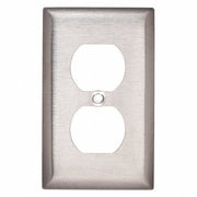 Hubbell SS8 Duplex Receptacle Wall Plate, Vertical, Standard Size, 1 Gang, Stainless Steel, Brushed, Silver - KVM Tools Inc.KV5C228