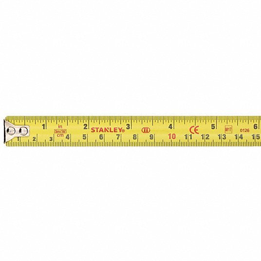 Stanley 33 - 158 Tape Measure Inch/Metric, Nonmagnetic Single Hook Tip, Chromed Plastic, 16 ft / 5 m, Silver - KVM Tools Inc.KV5C572