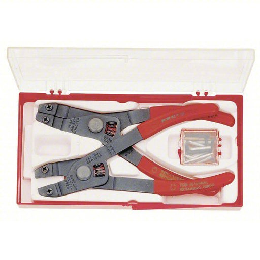 Proto J380 Retaining Ring Plier Set External/Internal, For 3/8 in to 2 in Bore Dia, 6 1/4 in Overall Lg, Red - KVM Tools Inc.KV5C601