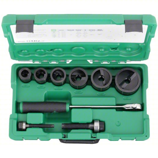 Greenlee 7238SB Knockout Punch Driver Set 6 Pieces, 10 ga Max Sheet Metal Capacity - Steel - KVM Tools Inc.KV5C632