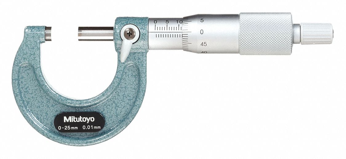 Mitutoyo 103-137 Mechanical Outside Micrometer: 0 mm to 25 mm, Metric