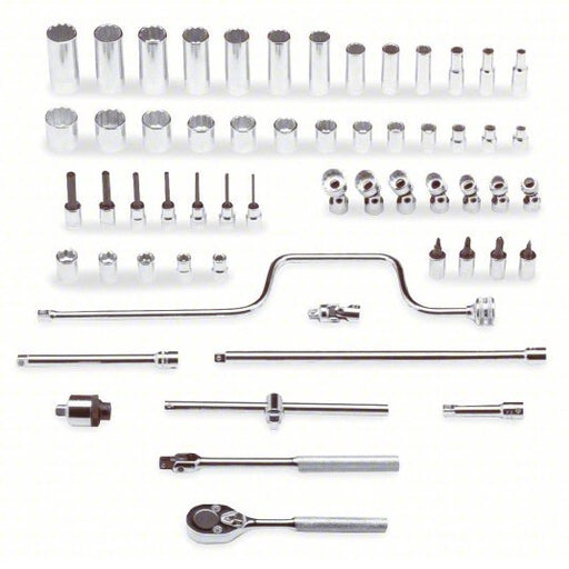 Proto J52142 Socket Wrench Set 3/8 in Drive Size, 58 Pieces, 1/4 in to 1 in Socket Size Range, Chrome - KVM Tools Inc.KV5C860