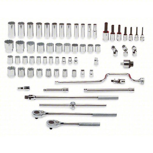 Proto J54132 Socket Wrench Set 1/2 in Drive Size, 65 Pieces, 3/8 in to 1 1/2 in Socket Size Range, Chrome - KVM Tools Inc.KV5C898